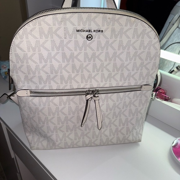 Michael‎ Kors MK Signature Logo Backpack White Leather Trim main image 5